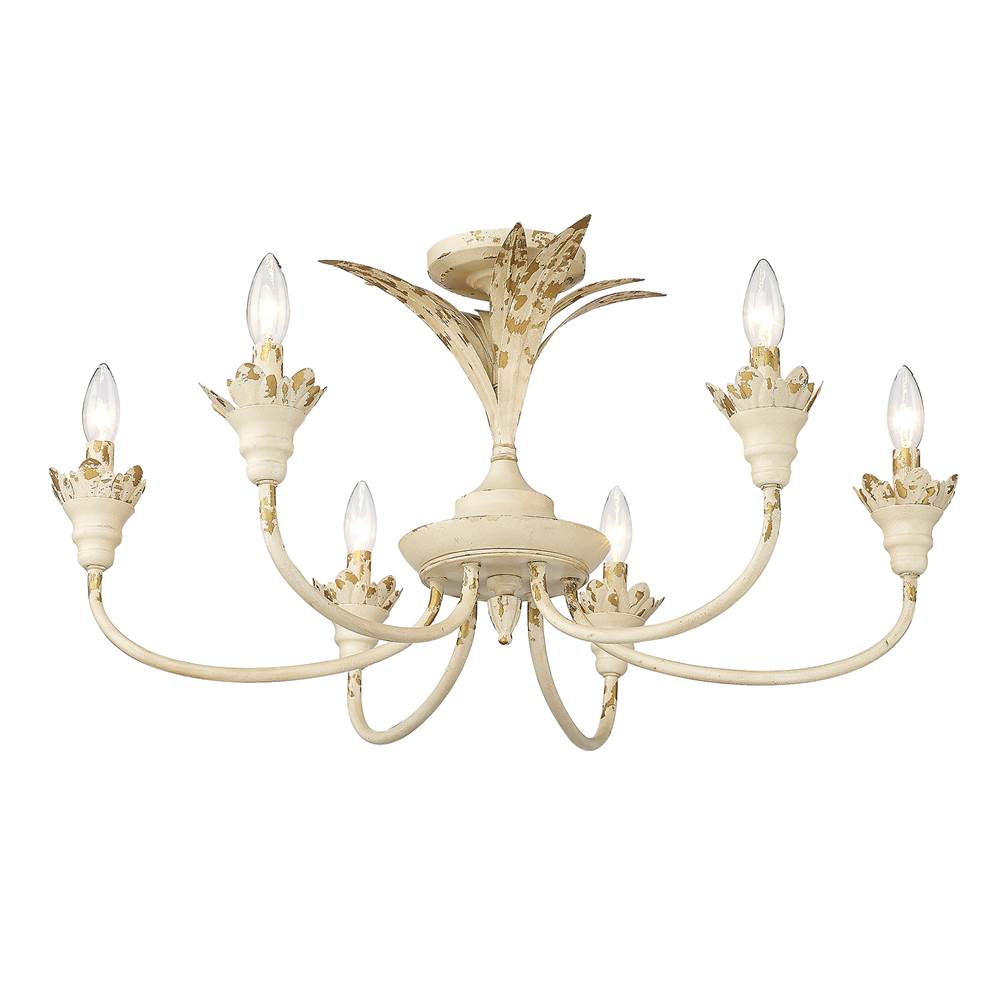 Golden Lighting 0846-6SF AI Antique Ivory Golden Lighting Lillianne 6-light Semi-flush Mount In Antique Ivory Image 5