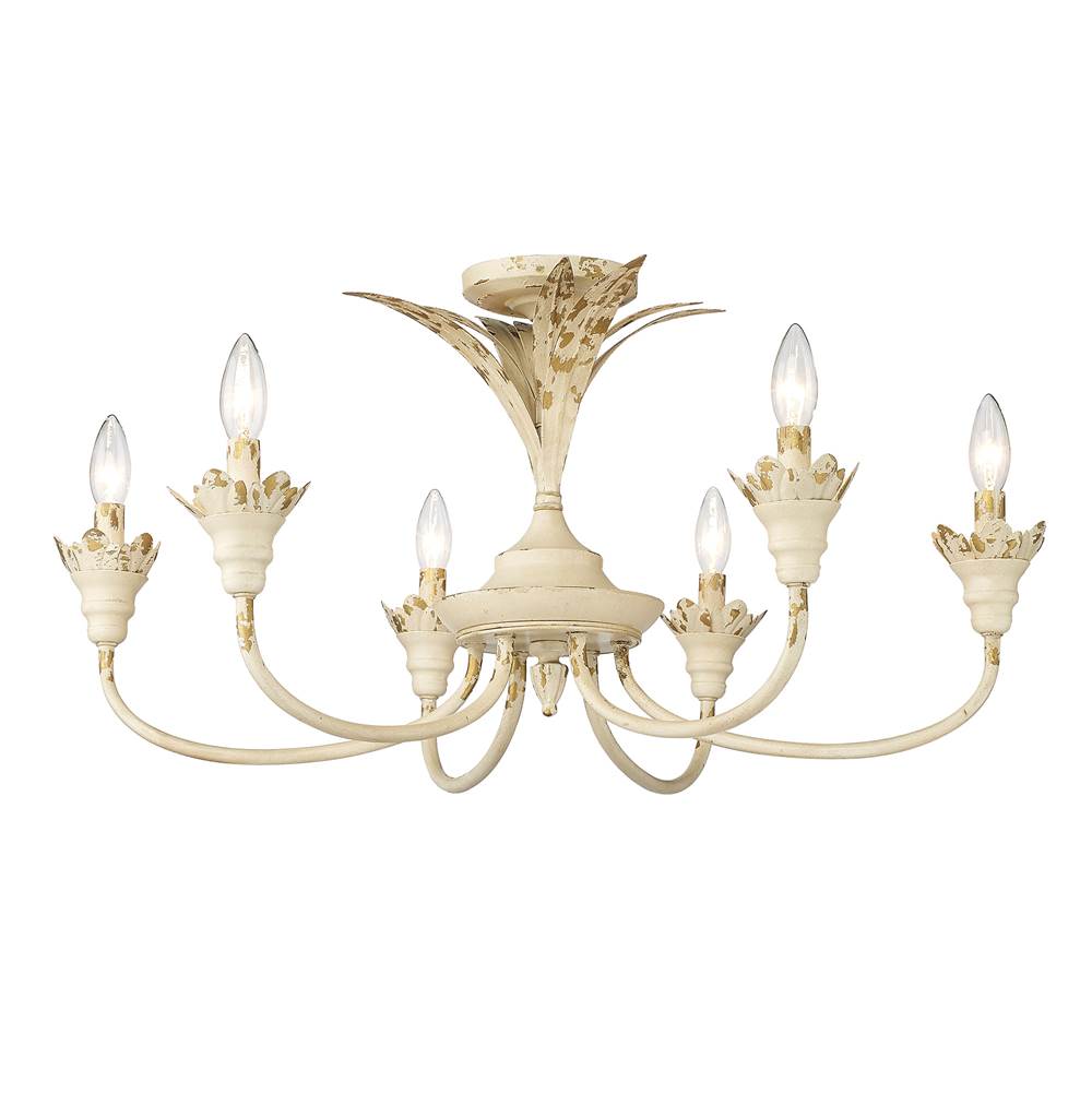 Golden Lighting Lillianne Golden Lighting Lillianne 6-light Semi-flush Mount In Antique Ivory