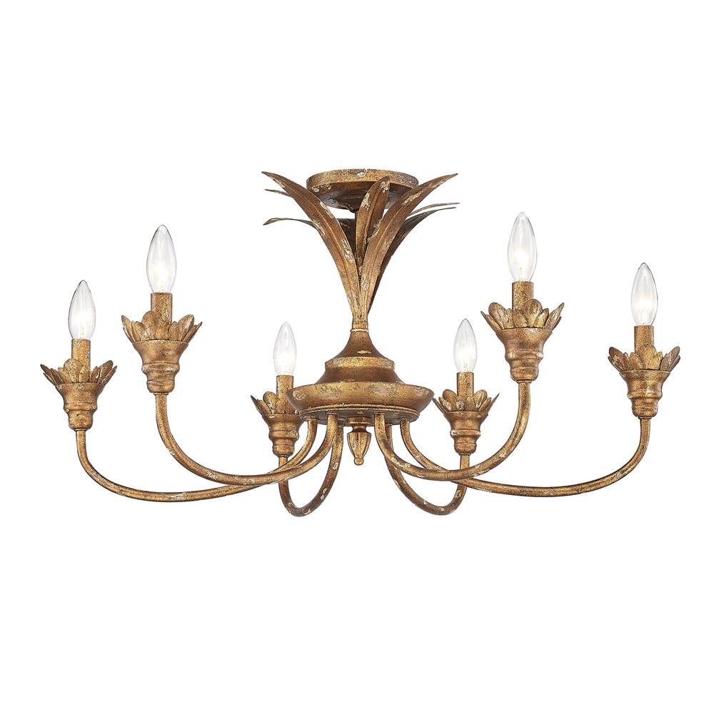 Golden Lighting Lillianne Golden Lighting Lillianne 6-light Semi-flush Mount In Antique Ivory