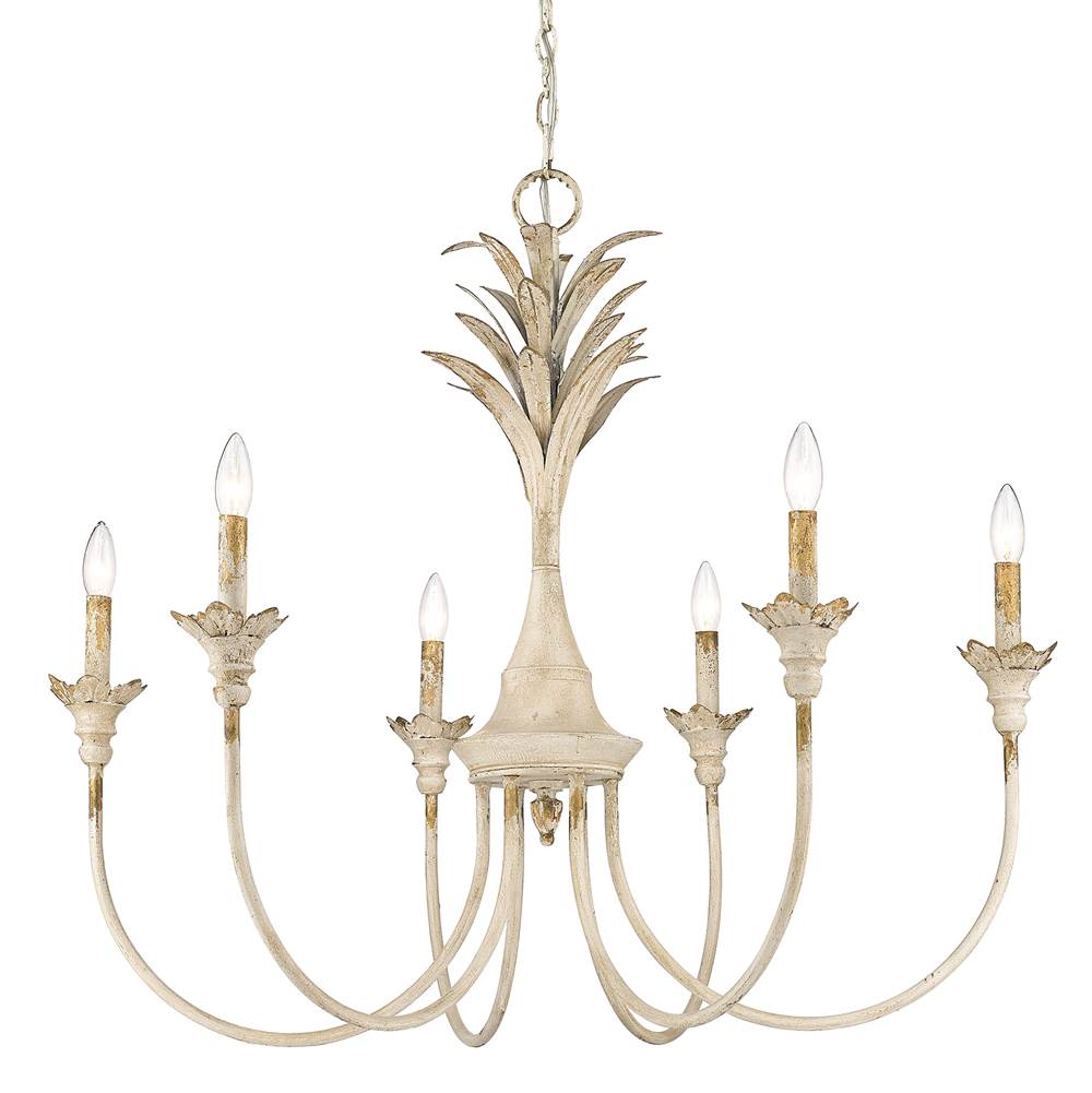 Golden Lighting 0846-6 AI Antique Ivory Golden Lighting Lillianne 6-light Chandelier In Antique Ivory Image 1