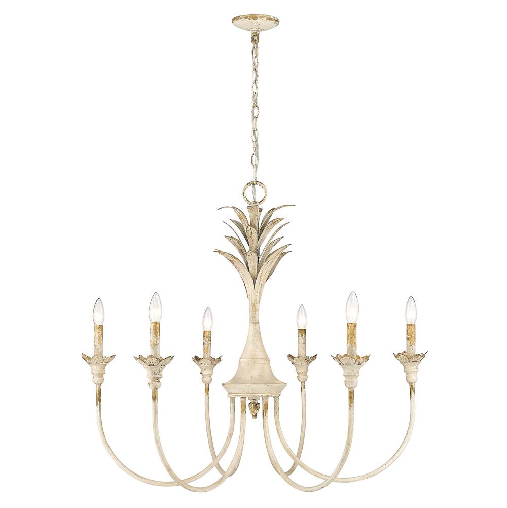 Golden Lighting Lillianne Golden Lighting Lillianne 6-light Chandelier In Antique Ivory