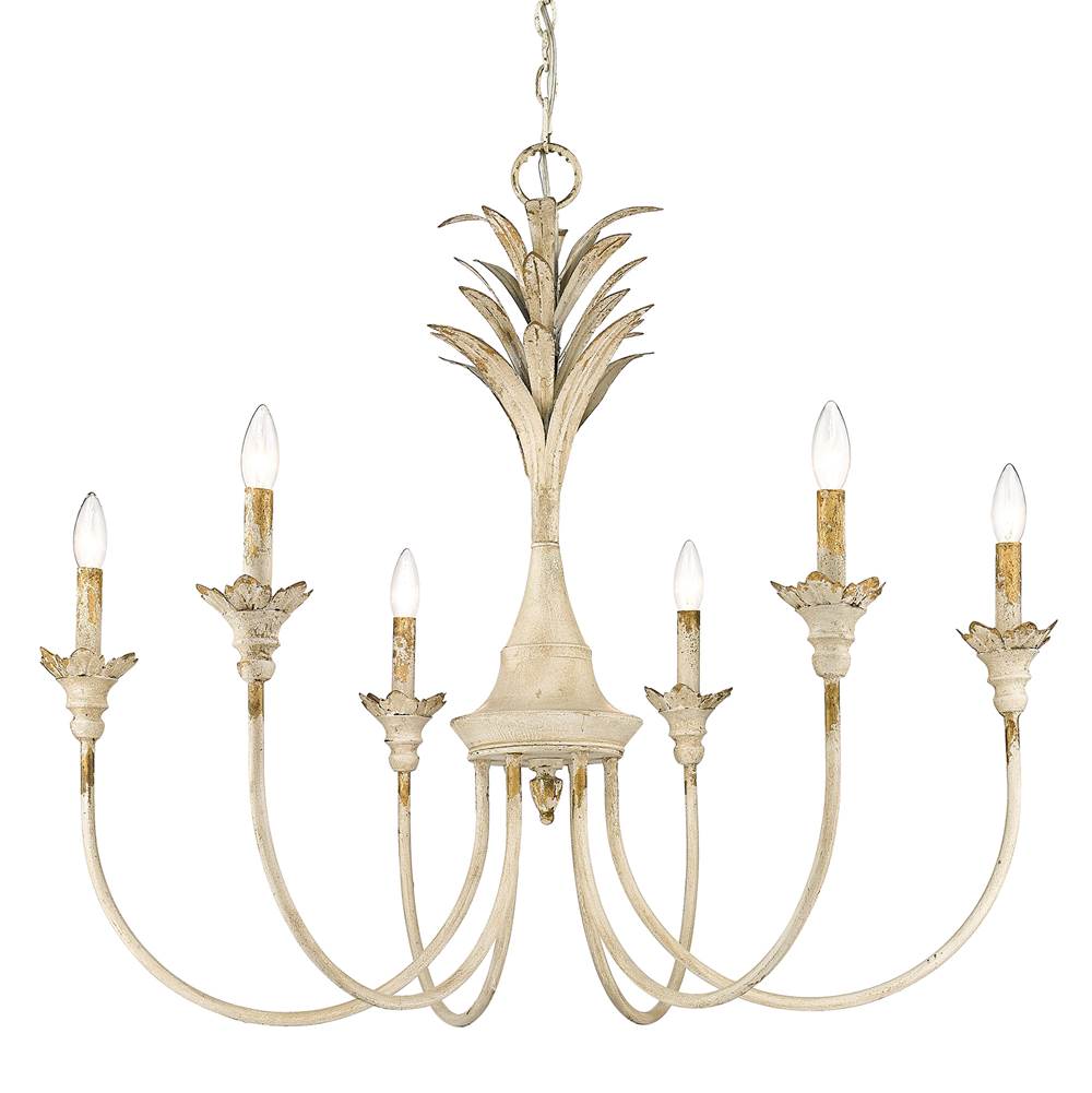 Golden Lighting 0846-6 AI Antique Ivory Golden Lighting Lillianne 6-light Chandelier In Antique Ivory Image 5