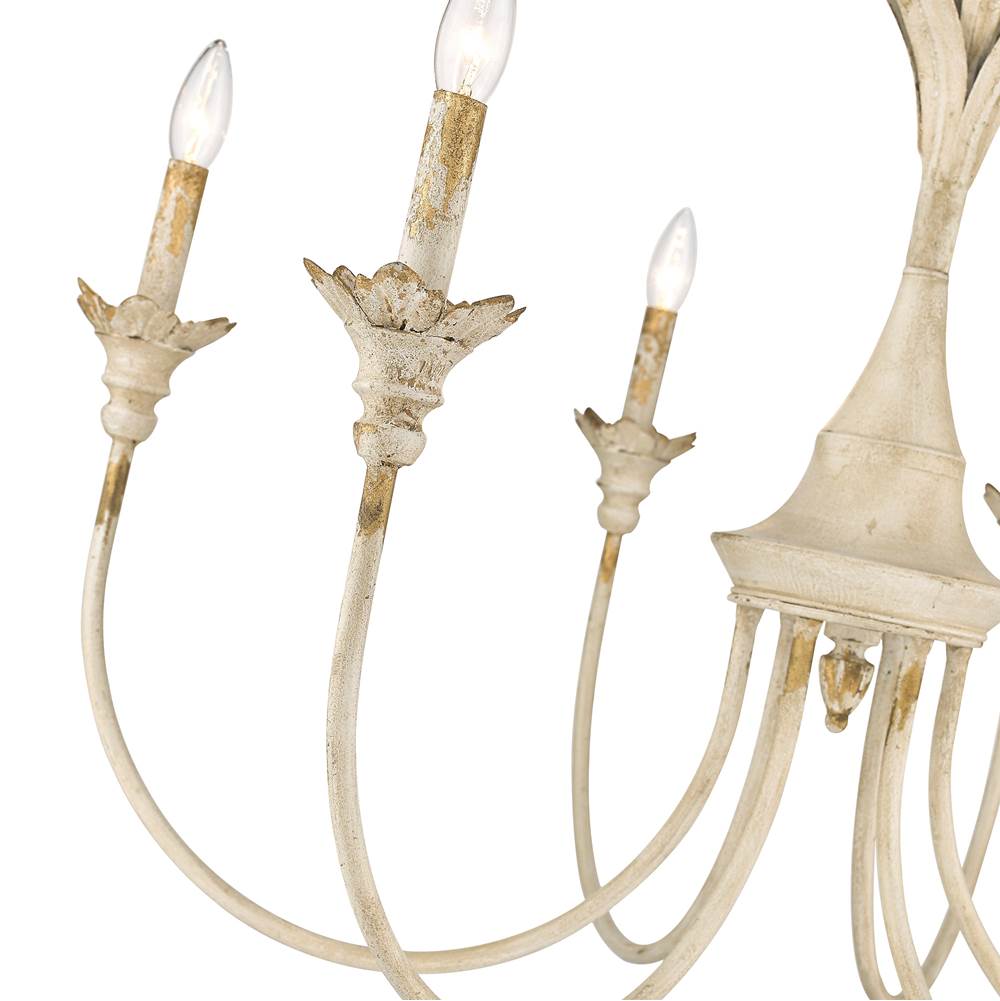 Golden Lighting 0846-6 AI Antique Ivory Golden Lighting Lillianne 6-light Chandelier In Antique Ivory Image 4