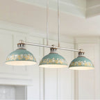 Golden Lighting 0865-3LP AGV-TEAL Aged Galvanized Steel Golden Lighting Kinsley 3-light Island Light In Antique Teal Shade Image 2