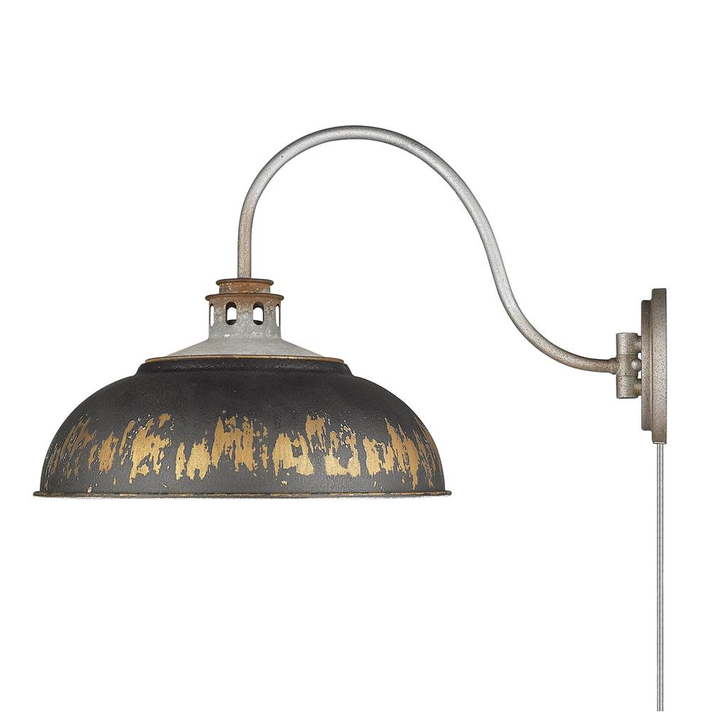 Golden Lighting Kinsley Golden Lighting Kinsley 1-light Swing Arm Wall Lamp In Antique Black Iron Shade