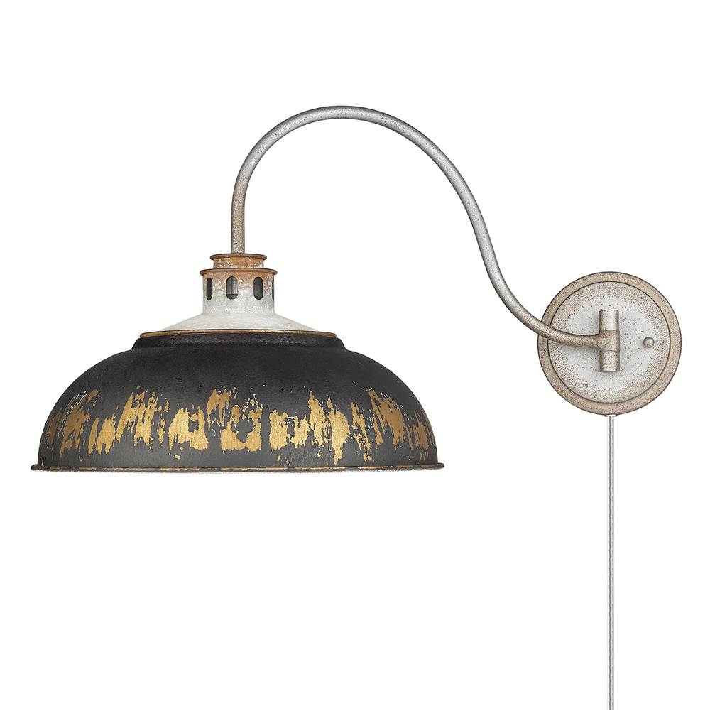 Golden Lighting 0865-A1W AGV-ABI Aged Galvanized Steel Golden Lighting Kinsley 1-light Swing Arm Wall Lamp In Antique Black Iron Shade Image 7