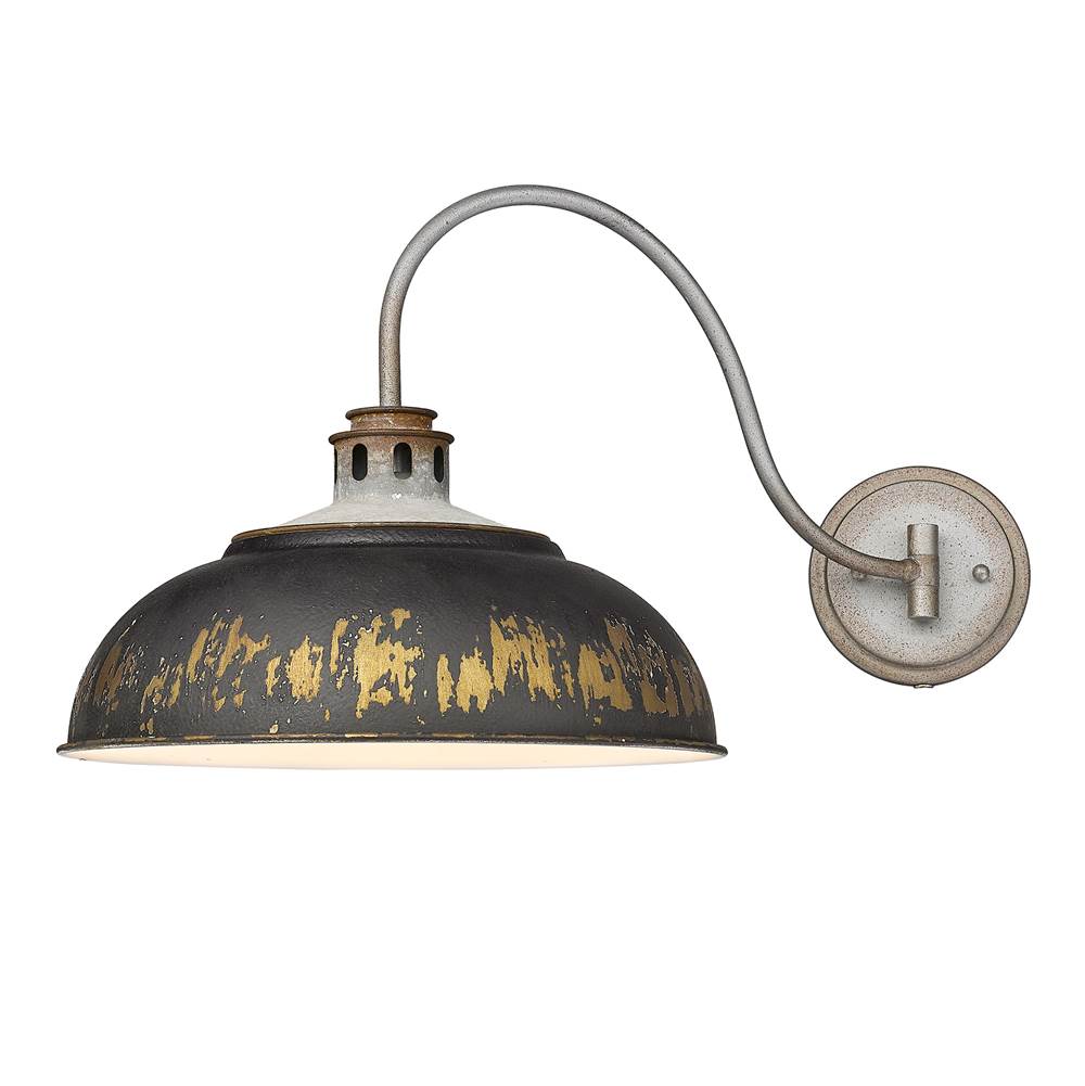Golden Lighting 0865-A1W AGV-ABI Aged Galvanized Steel Golden Lighting Kinsley 1-light Swing Arm Wall Lamp In Antique Black Iron Shade Image 6