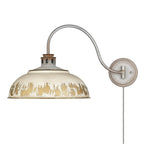 Golden Lighting 0865-A1W AGV-AI Aged Galvanized Steel Golden Lighting Kinsley 1-light Swing Arm Wall Lamp In Antique Ivory Shade Image 7