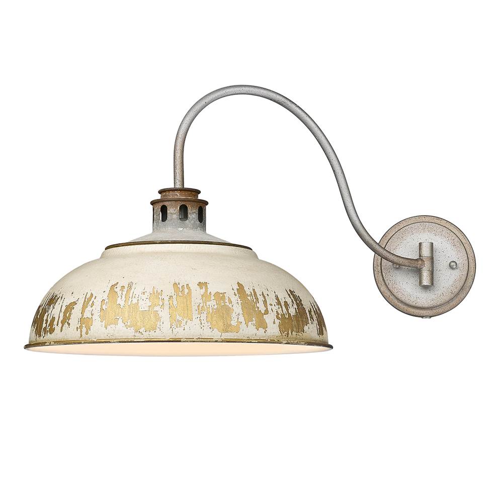 Golden Lighting 0865-A1W AGV-AI Aged Galvanized Steel Golden Lighting Kinsley 1-light Swing Arm Wall Lamp In Antique Ivory Shade Image 6