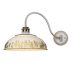 Golden Lighting 0865-A1W AGV-AI Aged Galvanized Steel Golden Lighting Kinsley 1-light Swing Arm Wall Lamp In Antique Ivory Shade Image 6