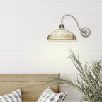 Golden Lighting 0865-A1W AGV-AI Aged Galvanized Steel Golden Lighting Kinsley 1-light Swing Arm Wall Lamp In Antique Ivory Shade Image 4