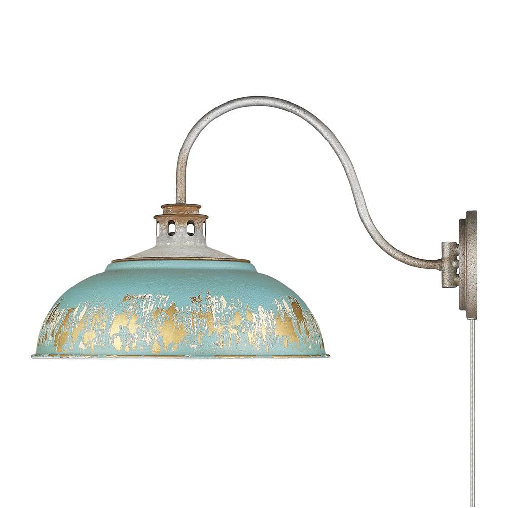 Golden Lighting Kinsley Golden Lighting Kinsley 1-light Swing Arm Wall Lamp In Antique Teal Shade