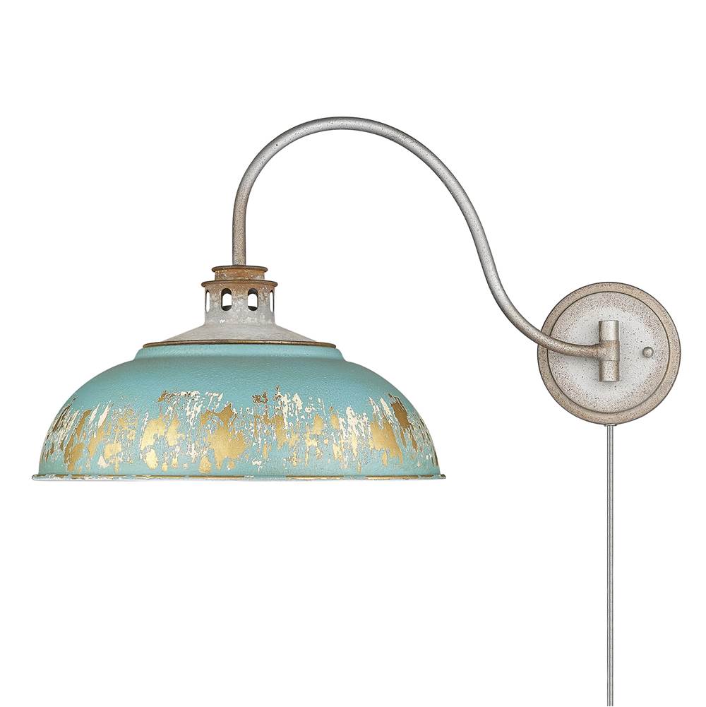 Golden Lighting 0865-A1W AGV-TEAL Aged Galvanized Steel Golden Lighting Kinsley 1-light Swing Arm Wall Lamp In Antique Teal Shade Image 7