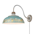 Golden Lighting 0865-A1W AGV-TEAL Aged Galvanized Steel Golden Lighting Kinsley 1-light Swing Arm Wall Lamp In Antique Teal Shade Image 1