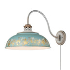 Golden Lighting 0865-A1W AGV-TEAL Aged Galvanized Steel Golden Lighting Kinsley 1-light Swing Arm Wall Lamp In Antique Teal Shade Image 1
