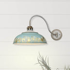 Golden Lighting 0865-A1W AGV-TEAL Aged Galvanized Steel Golden Lighting Kinsley 1-light Swing Arm Wall Lamp In Antique Teal Shade Image 3