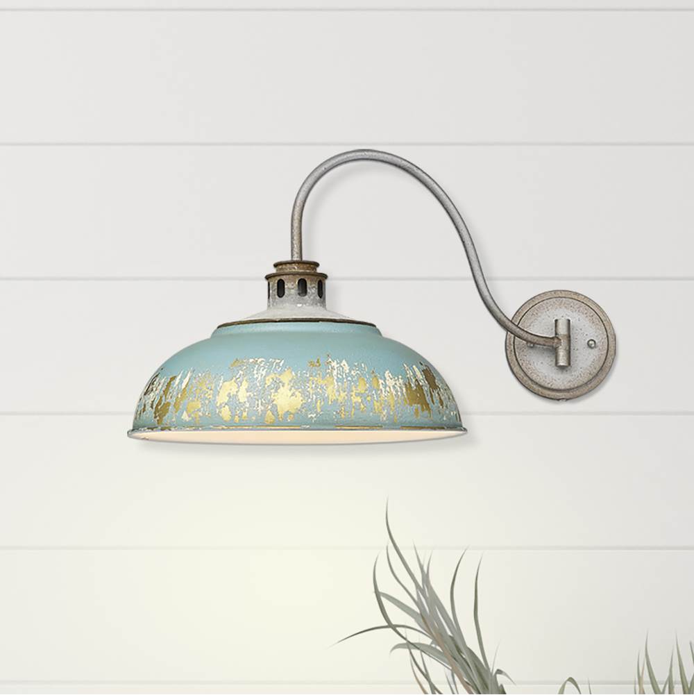 Golden Lighting 0865-A1W AGV-TEAL Aged Galvanized Steel Golden Lighting Kinsley 1-light Swing Arm Wall Lamp In Antique Teal Shade Image 3