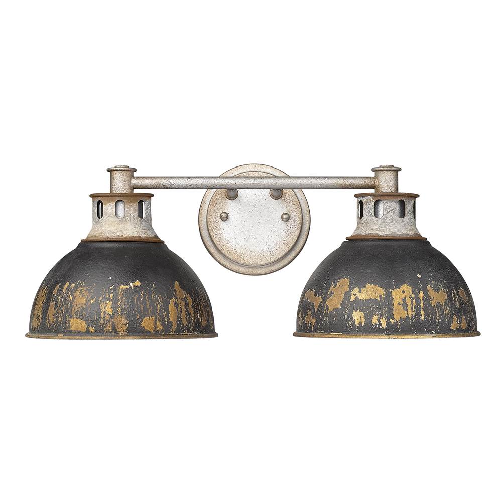 Golden Lighting Kinsley Golden Lighting Kinsley 2-light Vanity In Antique Black Iron Shade