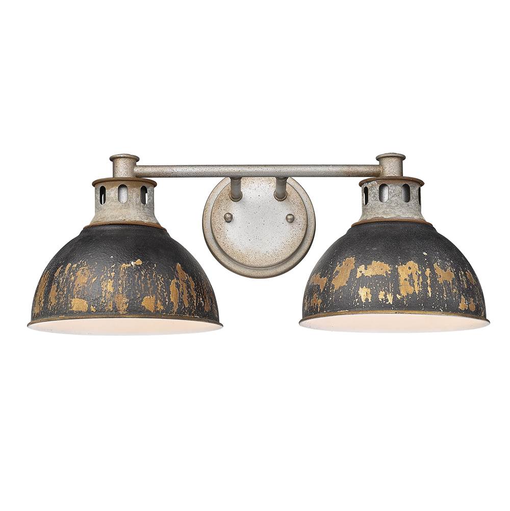 Golden Lighting 0865-BA2 AGV-ABI Aged Galvanized Steel Golden Lighting Kinsley 2-light Vanity In Antique Black Iron Shade Image 4