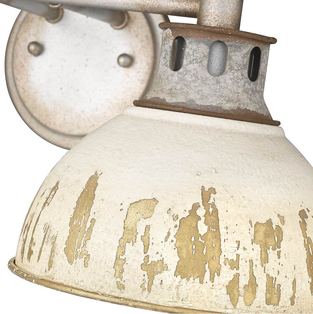 Golden Lighting 0865-BA2 AGV-AI Aged Galvanized Steel Golden Lighting Kinsley 2-light Vanity In Antique Ivory Shade Image 3