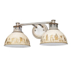 Golden Lighting 0865-BA2 AGV-AI Aged Galvanized Steel Golden Lighting Kinsley 2-light Vanity In Antique Ivory Shade Image 1