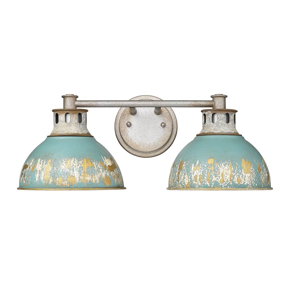 Golden Lighting Kinsley Golden Lighting Kinsley 2-light Vanity In Antique Teal Shade