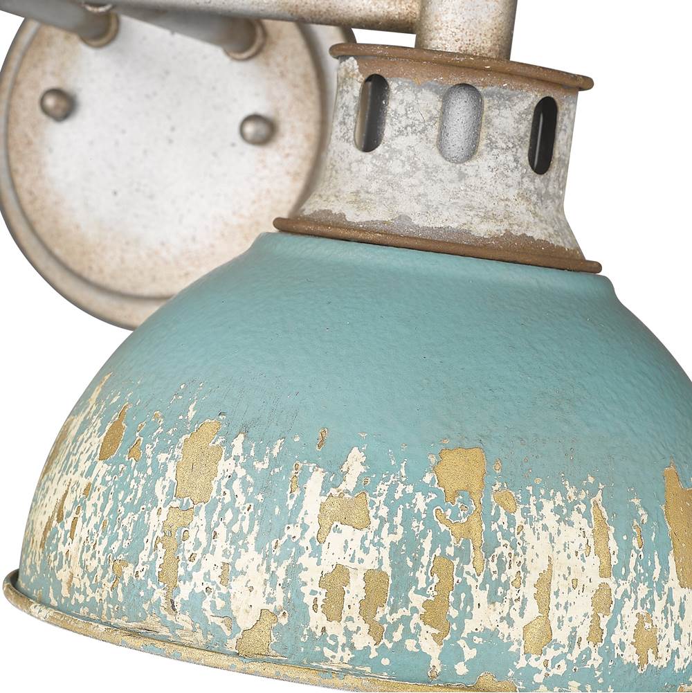 Golden Lighting 0865-BA2 AGV-TEAL Aged Galvanized Steel Golden Lighting Kinsley 2-light Vanity In Antique Teal Shade Image 3