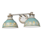 Golden Lighting 0865-BA2 AGV-TEAL Aged Galvanized Steel Golden Lighting Kinsley 2-light Vanity In Antique Teal Shade Image 1