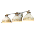 Golden Lighting 0865-BA3 AGV-AI Aged Galvanized Steel Golden Lighting Kinsley 3-light Vanity In Antique Ivory Shade Image 1