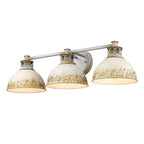 Golden Lighting 0865-BA3 AGV-AI Aged Galvanized Steel Golden Lighting Kinsley 3-light Vanity In Antique Ivory Shade Image 1