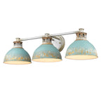 Golden Lighting 0865-BA3 AGV-TEAL Aged Galvanized Steel Golden Lighting Kinsley 3-light Vanity In Antique Teal Shade Image 1