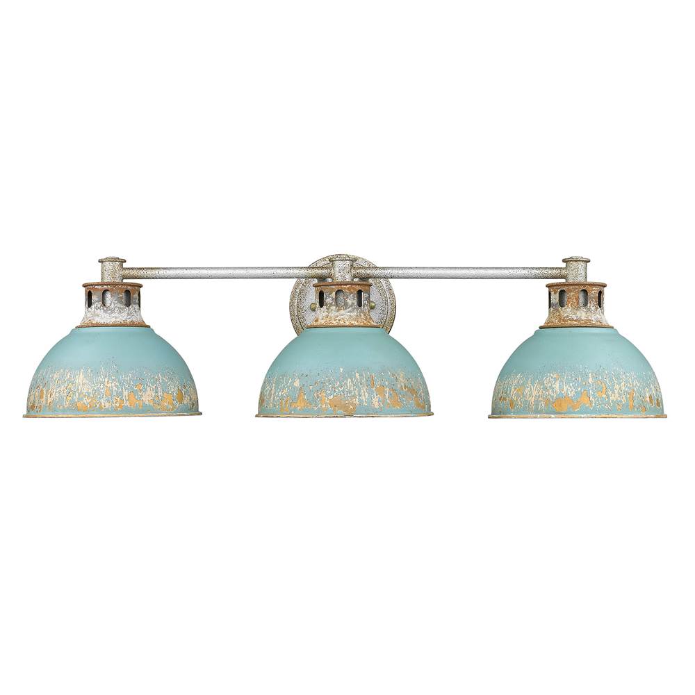 Golden Lighting Kinsley Golden Lighting Kinsley 3-light Vanity In Antique Teal Shade