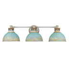 Golden Lighting Kinsley Golden Lighting Kinsley 3-light Vanity In Antique Teal Shade
