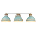Golden Lighting 0865-BA3 AGV-TEAL Aged Galvanized Steel Golden Lighting Kinsley 3-light Vanity In Antique Teal Shade Image 5