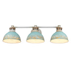 Golden Lighting 0865-BA3 AGV-TEAL Aged Galvanized Steel Golden Lighting Kinsley 3-light Vanity In Antique Teal Shade Image 4