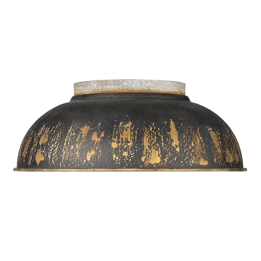 Golden Lighting Kinsley Golden Lighting Kinsley 2-light Flush Mount In Antique Black Iron Shade