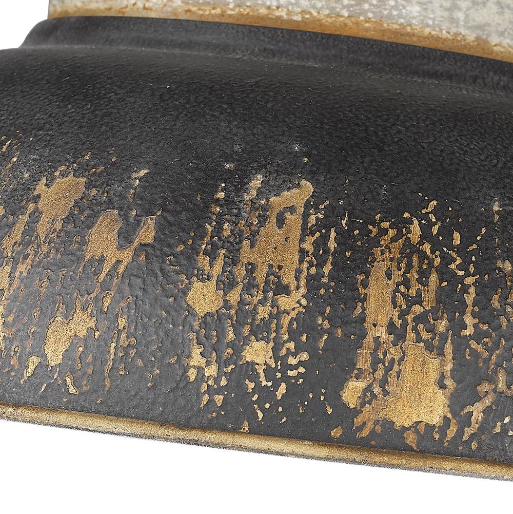 Golden Lighting 0865-FM AGV-ABI Aged Galvanized Steel Golden Lighting Kinsley 2-light Flush Mount In Antique Black Iron Shade Image 4