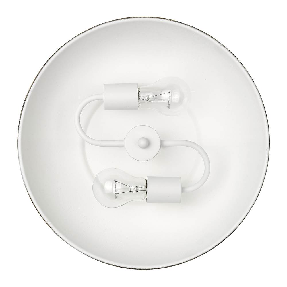 Golden Lighting 0865-FM AGV-ABI Aged Galvanized Steel Golden Lighting Kinsley 2-light Flush Mount In Antique Black Iron Shade Image 3