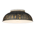 Golden Lighting 0865-FM AGV-ABI Aged Galvanized Steel Golden Lighting Kinsley 2-light Flush Mount In Antique Black Iron Shade Image 1