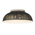 Golden Lighting 0865-FM AGV-ABI Aged Galvanized Steel Golden Lighting Kinsley 2-light Flush Mount In Antique Black Iron Shade Image 1