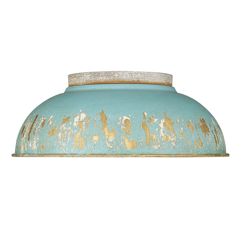 Golden Lighting Kinsley Golden Lighting Kinsley 2-light Flush Mount In Antique Teal Shade
