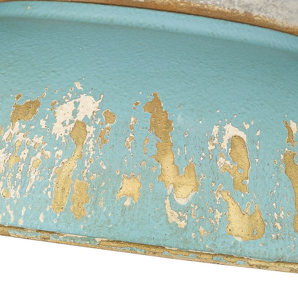 Golden Lighting 0865-FM AGV-TEAL Aged Galvanized Steel Golden Lighting Kinsley 2-light Flush Mount In Antique Teal Shade Image 4