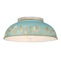 Golden Lighting 0865-FM AGV-TEAL Aged Galvanized Steel Golden Lighting Kinsley 2-light Flush Mount In Antique Teal Shade Image 1