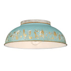 Golden Lighting 0865-FM AGV-TEAL Aged Galvanized Steel Golden Lighting Kinsley 2-light Flush Mount In Antique Teal Shade Image 1