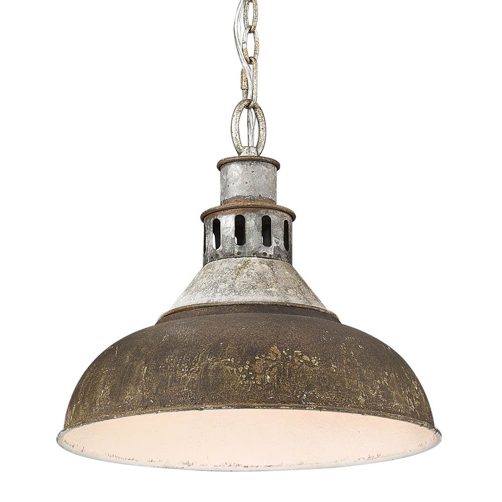 Golden Lighting 0865-L AGV-RUST Aged Galvanized Steel Golden Lighting Kinsley 1-light Pendant In Antique Rust Shade Image 2
