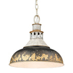 Golden Lighting 0865-L AGV-ABI Aged Galvanized Steel Golden Lighting Kinsley 1-light Pendant In Antique Black Iron Shade Image 1