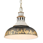 Golden Lighting 0865-L AGV-ABI Aged Galvanized Steel Golden Lighting Kinsley 1-light Pendant In Antique Black Iron Shade Image 2