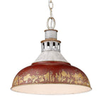 Golden Lighting 0865-L AGV-RED Aged Galvanized Steel Golden Lighting Kinsley 1-light Pendant In Antique Red Shade Image 1
