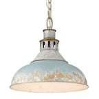 Golden Lighting 0865-L AGV-TEAL Aged Galvanized Steel Golden Lighting Kinsley 1-light Pendant In Antique Teal Shade Image 1