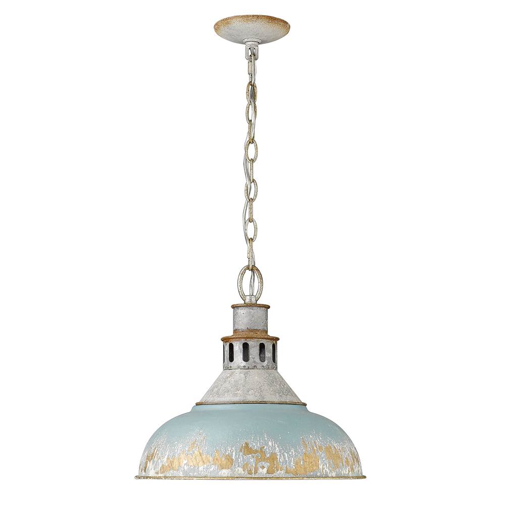 Golden Lighting Kinsley Golden Lighting Kinsley 1-light Pendant In Antique Teal Shade